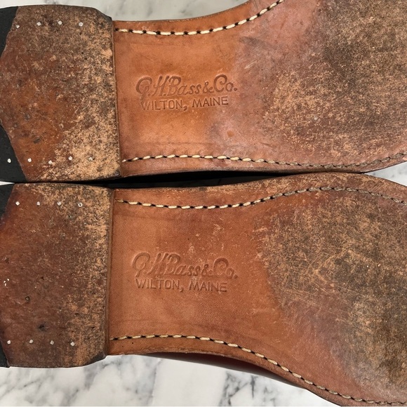 GH Bass Weejuns Classic Brown/Burgandy Leather Tassel Loafers Mens 10 D - Picture 9 of 11